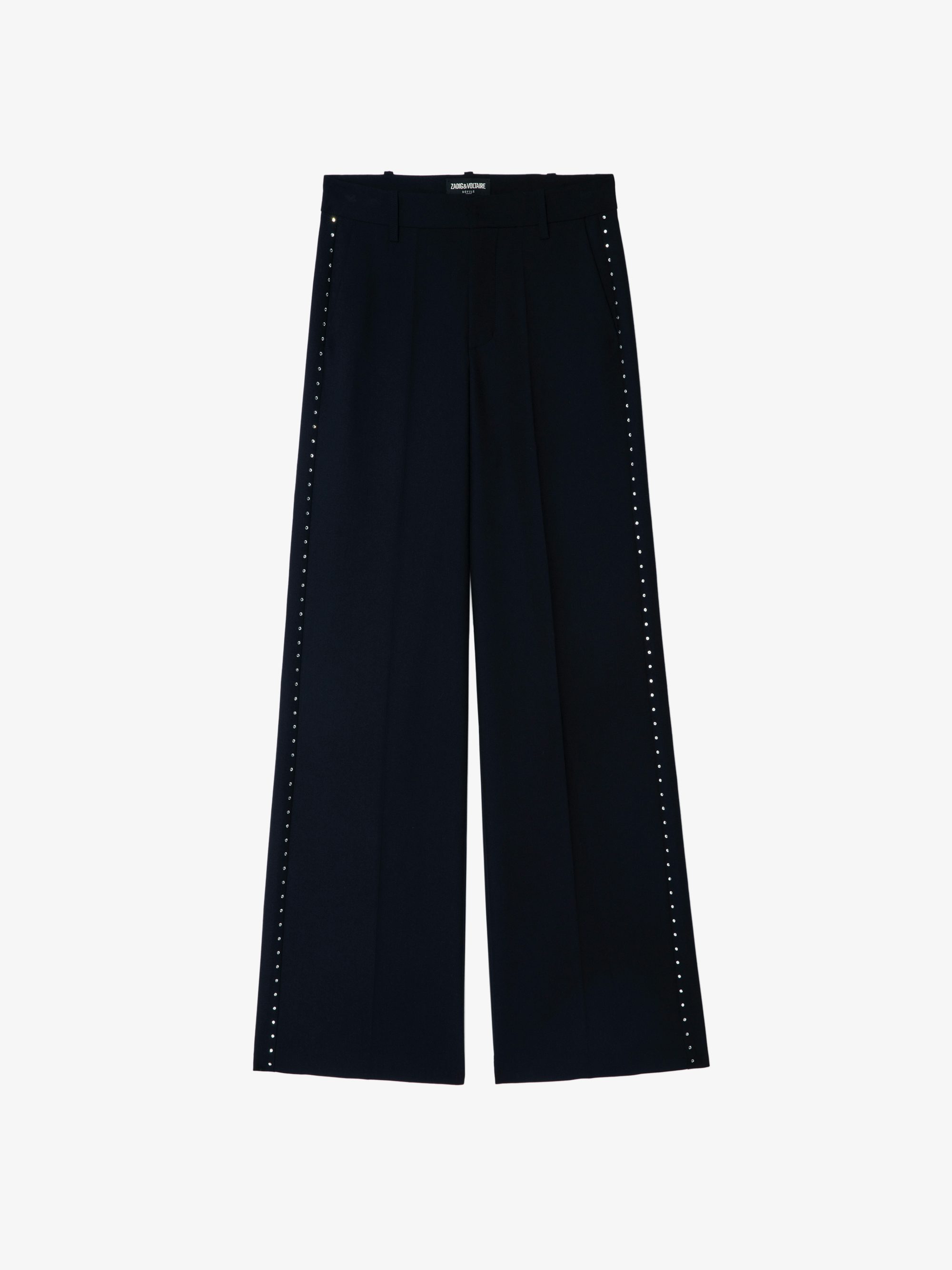 Panol Trousers - Wide-leg tailored trousers with rhinestones.